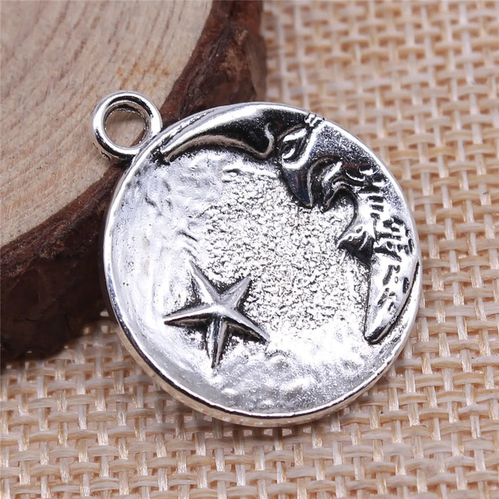 23x23mm 2.2g Multicolor Zinc Alloy Moon Star Charm Pendant for DIY Necklace Bracelet Jewelry Making