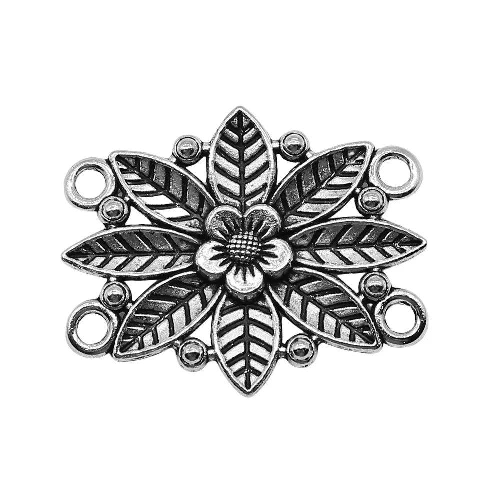 28x35mm 3g Antique Silver Zinc Alloy Four Hole Body Chain Connector Charm for DIY Jewelry Making