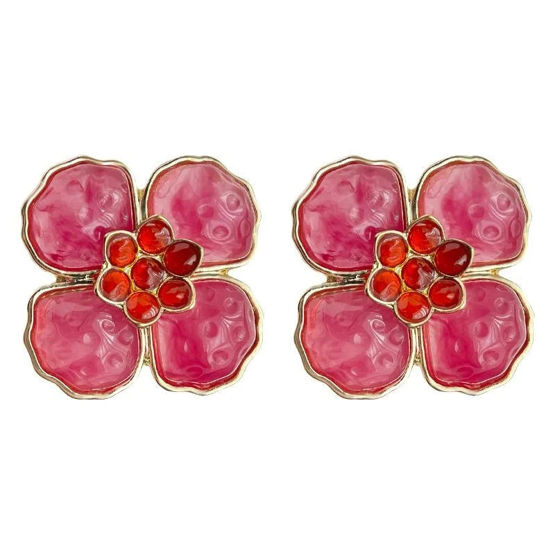 Sweet Floral Resin Geometric Drop Earrings For Women Designer Flower Jewelry