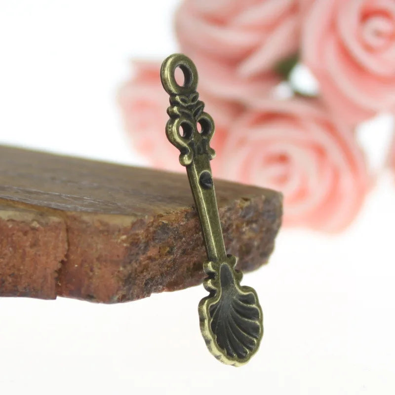 33x9MM Antique Silver Zinc Alloy Spoon Charm Pendant for DIY Necklace Bracelet Jewelry Making