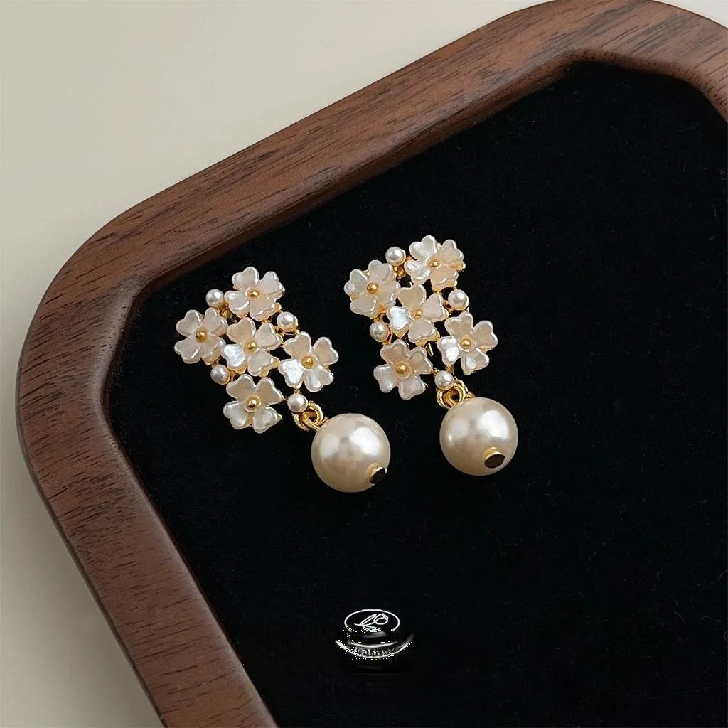 Elegant Forest Style Glass Flower Geometric Drop Earrings For Women