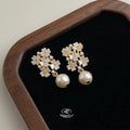 Elegant Forest Style Glass Flower Geometric Drop Earrings For Women