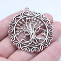 46x51mm 8.7g Antique Silver Zinc Alloy Round Tree Charm Pendant for Necklace DIY Jewelry Making