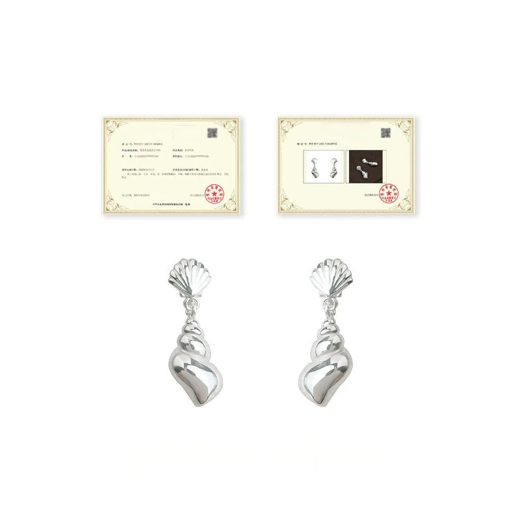 Light Luxury Copper Shell Conch Geometric Drop Earrings For Women
