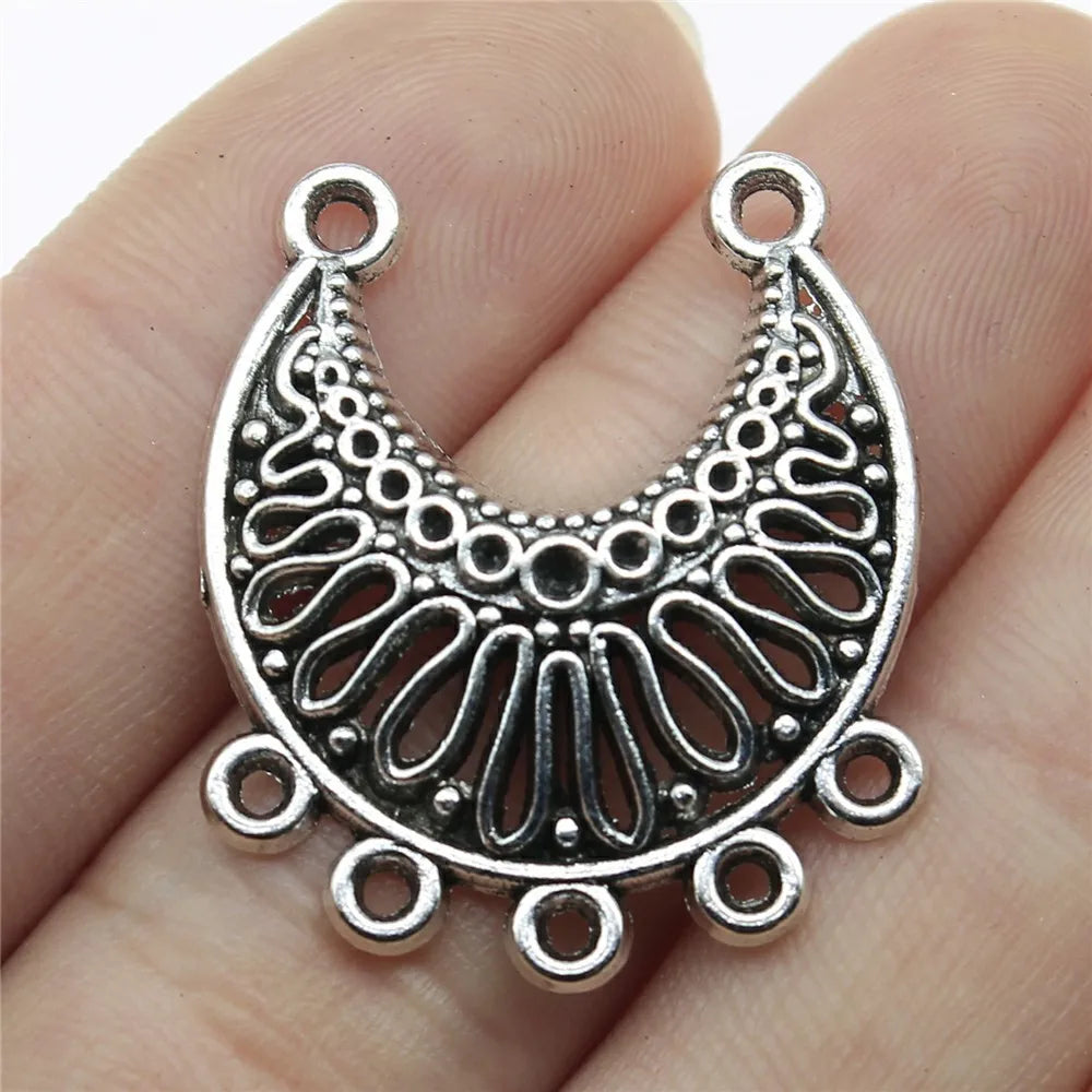 31x26mm 2.8g Multicolor Zinc Alloy Half Moon Earring Connector Charms for DIY Earrings Jewelry Making