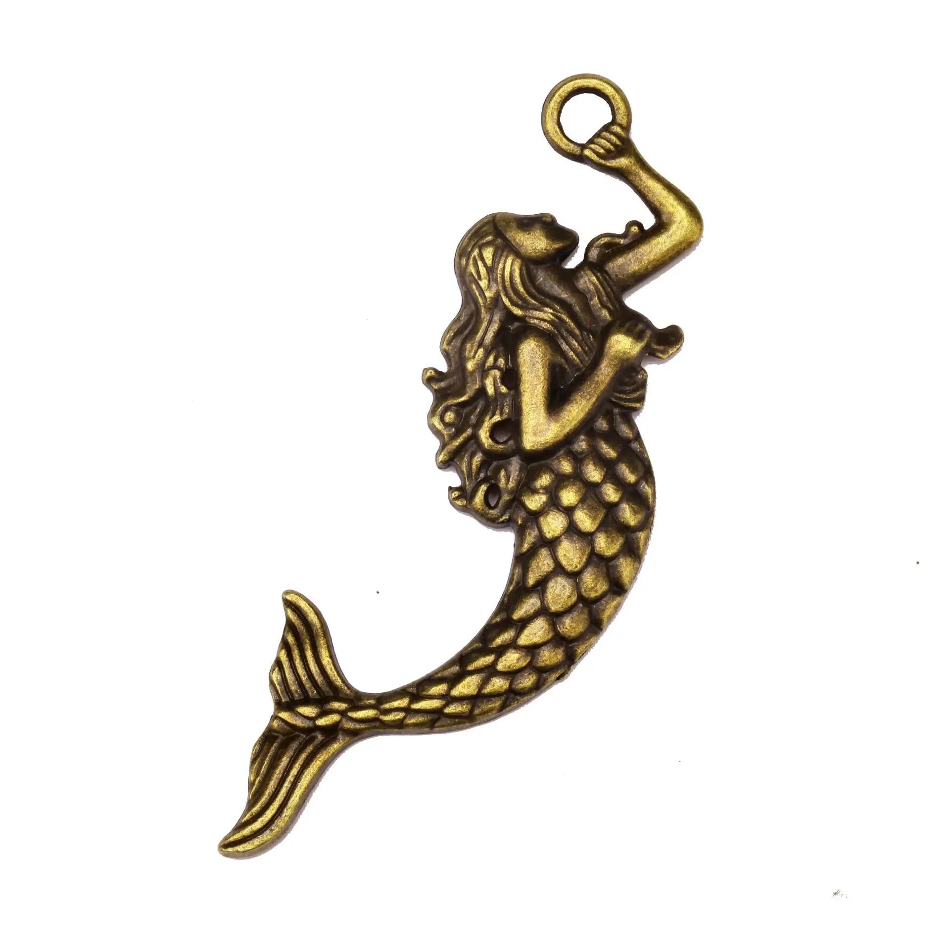 76x25MM Zinc Alloy Mermaid Charm Pendant for DIY Necklace Bracelet Jewelry Making