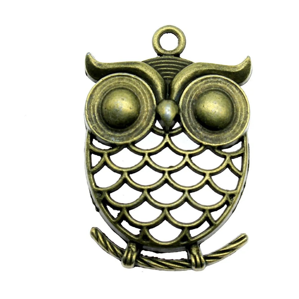 51x35mm 11g Multicolor Zinc Alloy Owl Cat Charm Pendant for DIY Necklace Bracelet Making