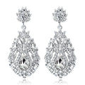 Luxury Rhinestone Crystal Teardrop Chandelier Earrings, Elegant Bridal Alloy Studs For Wedding Party Banquet