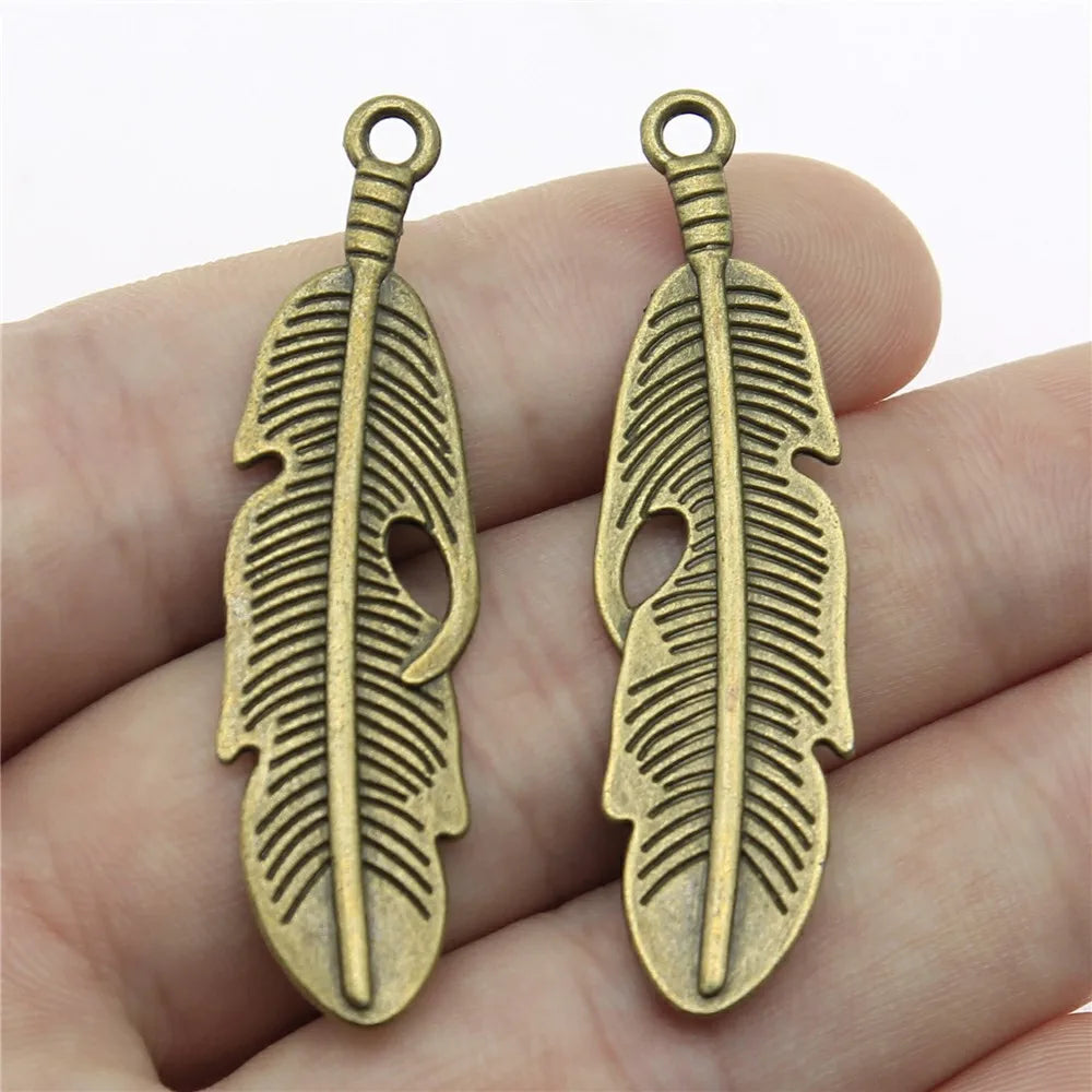 49x13mm 3.1g Multicolor Zinc Alloy Feather Charm Pendant for DIY Necklace Bracelet Jewelry Making