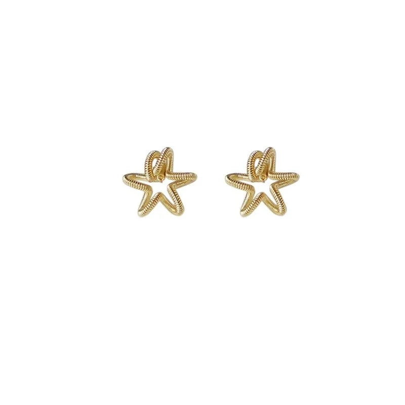 14K Gold Plated Irregular Geometric Copper Stud Earrings, Minimalist Mini Office Jewelry