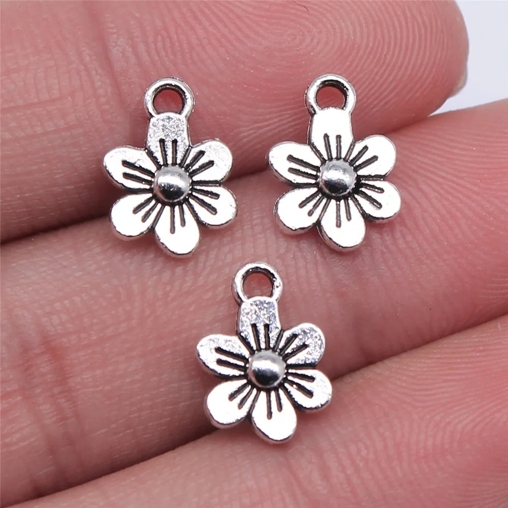 12x9mm 0.6g Multicolor Zinc Alloy Small Flower Charm Pendant for Bracelet Necklace DIY Making