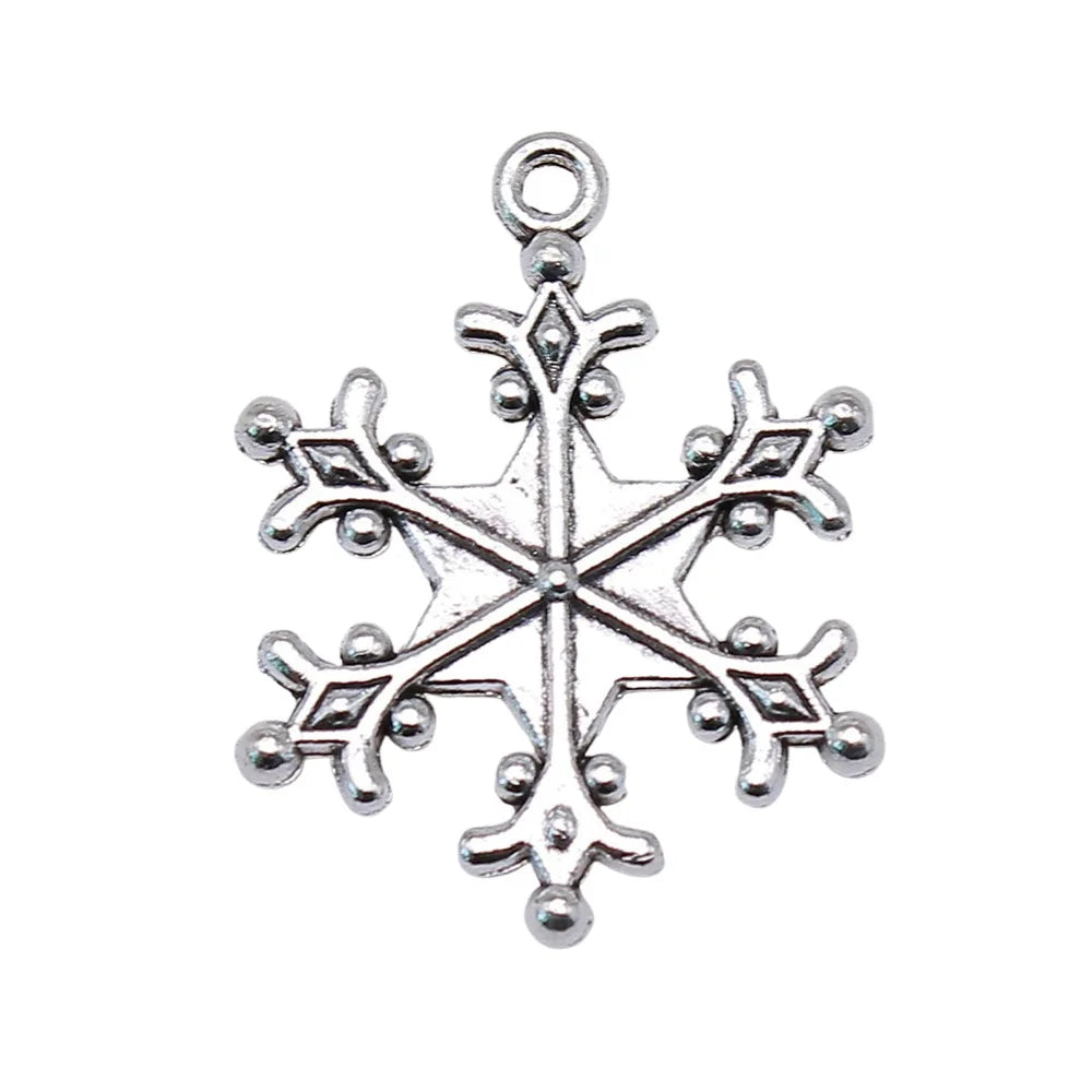 28x22mm 2g Antique Silver Zinc Alloy Snowflake Charm Pendant for Christmas Bracelet Necklace Making
