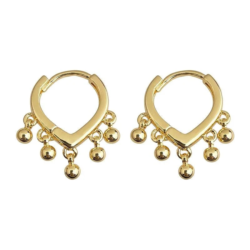 Eco Copper Heart Tassel Drop Earrings For Women, Premium Minimalist Electroplated Geometric Jewelry
