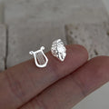 Eco-Friendly Copper Asymmetric Musical Instrument Opera Mask Stud Earrings Minimalist Geometric Style
