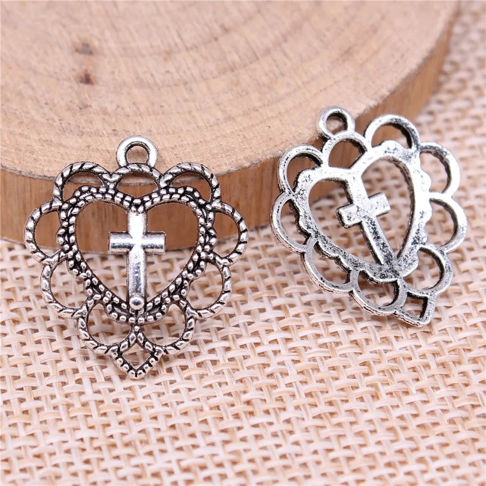 22x20mm 1.3g Multi Color Zinc Alloy Heart Cross Charm Pendant for DIY Necklace Bracelet Jewelry Making
