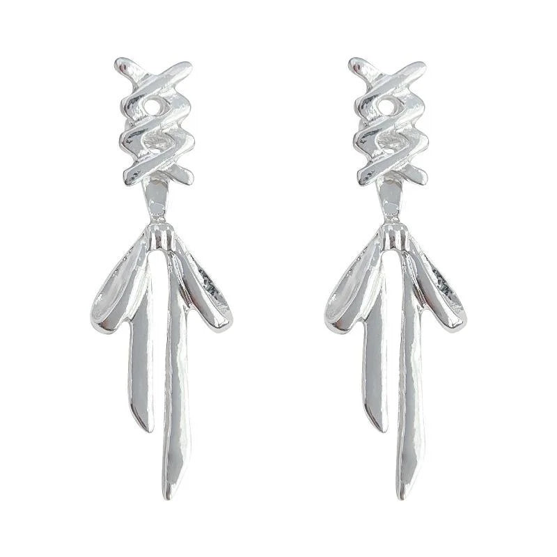 Sweet Ballet Style Bow Knot Stud Earrings Copper Two Way Tie Ribbon Design