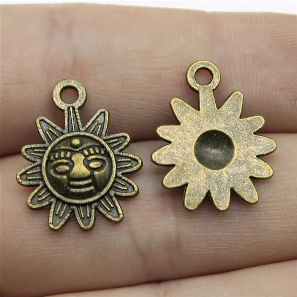 19x15mm 1.3g Multicolor Zinc Alloy Sun Charm Pendant for DIY Necklace Bracelet Jewelry Making