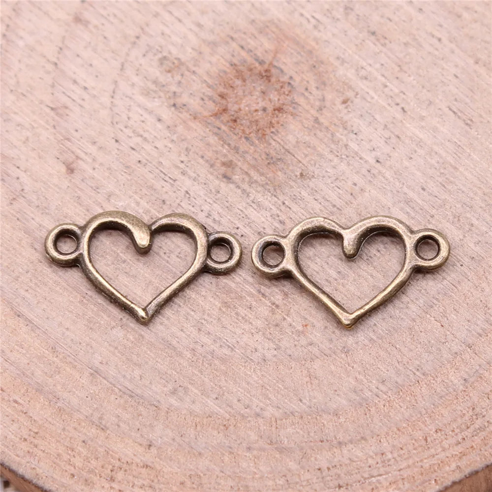 15x9mm 0.25g Multicolor Zinc Alloy Hollow Heart Connector Charm for DIY Bracelet Jewelry Making