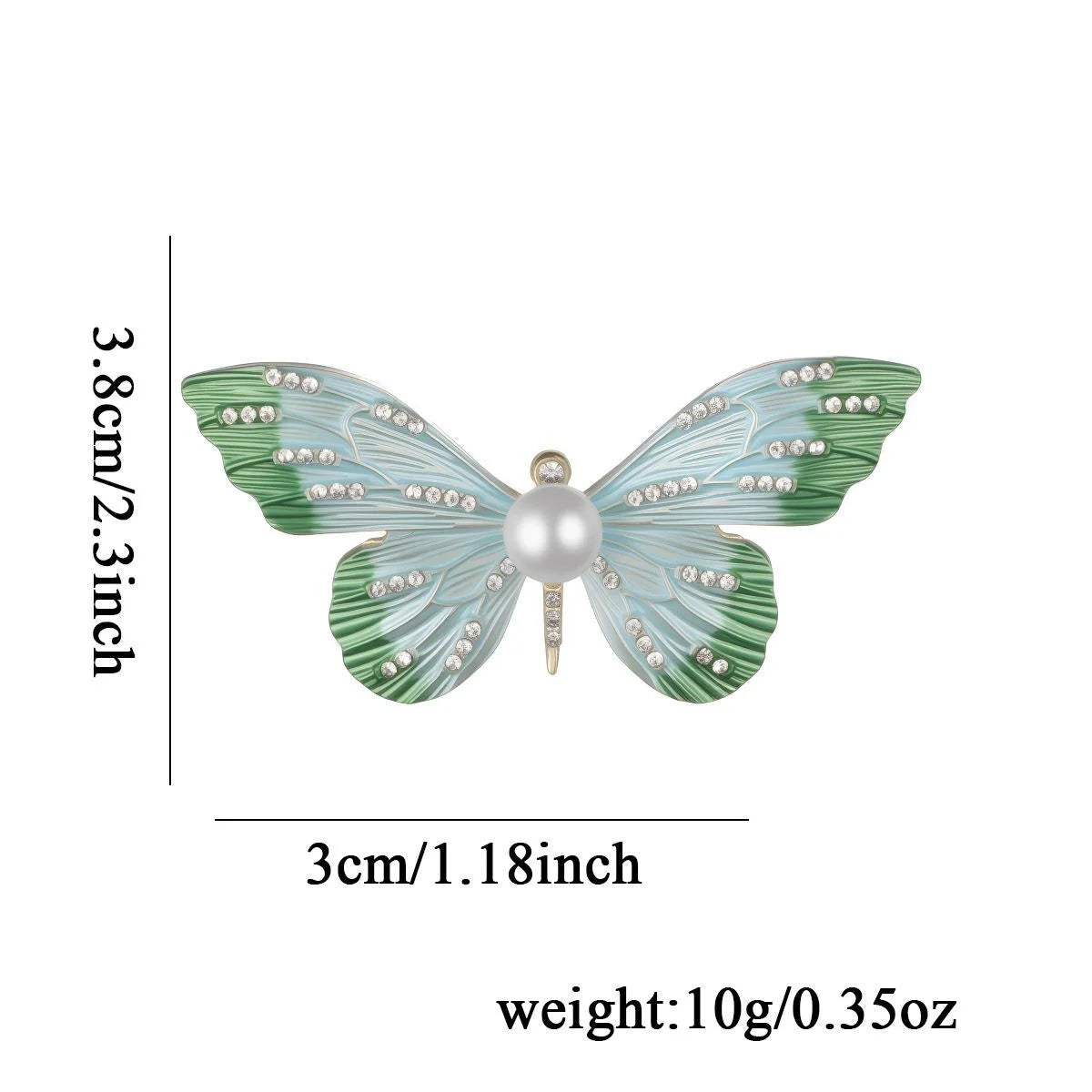 Elegant Gradient Enamel Butterfly Brooch With Pearl And Rhinestone Inlay, Women's Lapel Pin Gift
