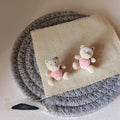 Winter Cute Plush Bear Stud Earrings With Silver Plated Posts, Korean Japanese Girly Jewelry