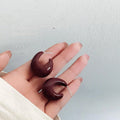 Vintage Wine Red Resin Teardrop Stud Earrings For Women Silver Plated Needle Hong Kong Style