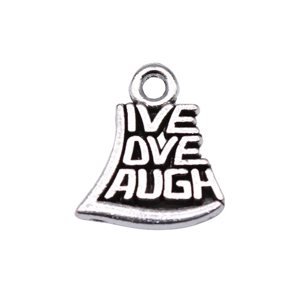 15x13mm 1.16g Antique Silver Zinc Alloy Live Love Laugh Quote Charm Pendant for DIY Jewelry Making