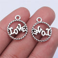 16x16mm 1.3g Antique Silver Zinc Alloy LOVE Letter Charm Pendant for DIY Bracelet Necklace Making