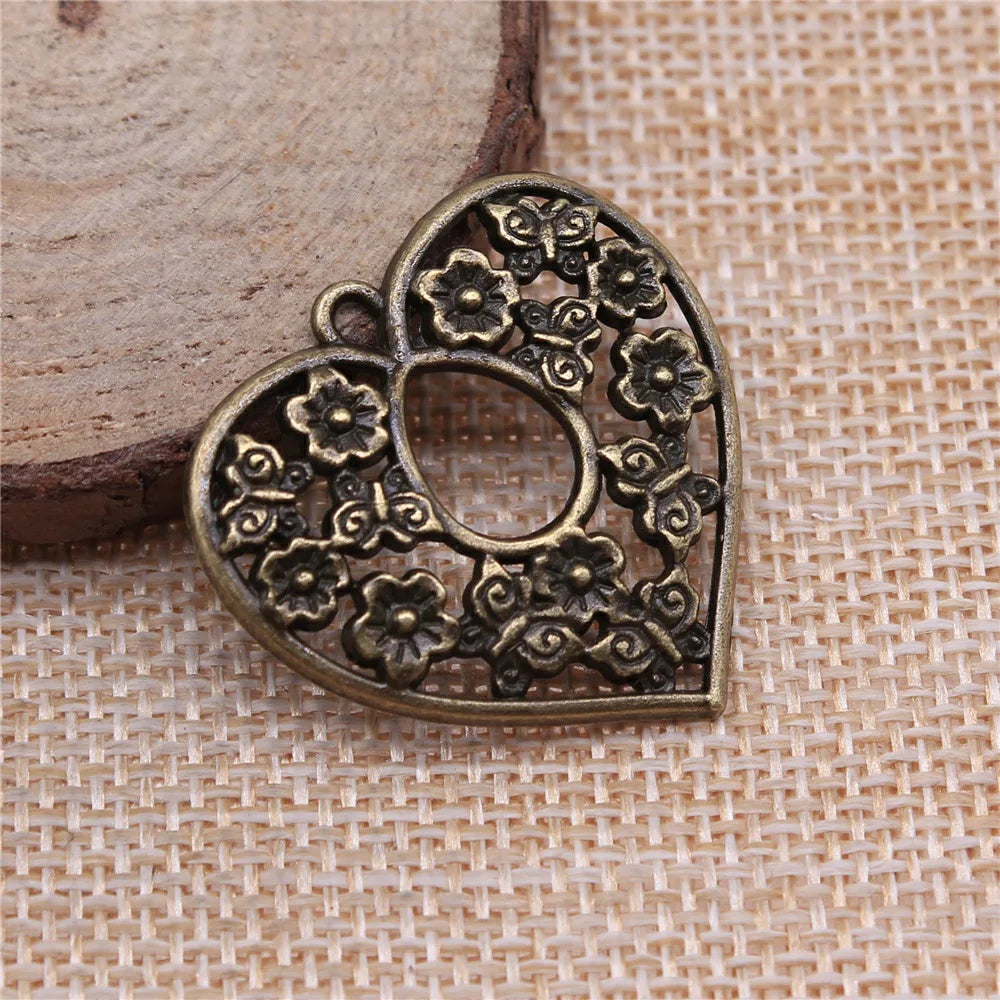 30x30mm 3.6g Multicolor Zinc Alloy Flower Heart Charm Pendant for DIY Handmade Jewelry Making