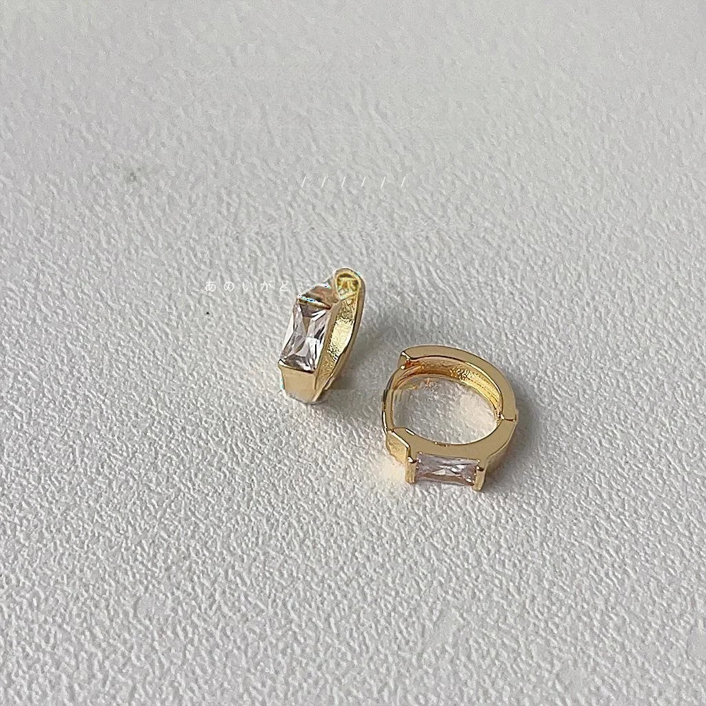 Minimalist Copper Round Geometric Micro Pave Zircon Drop Earrings For Women