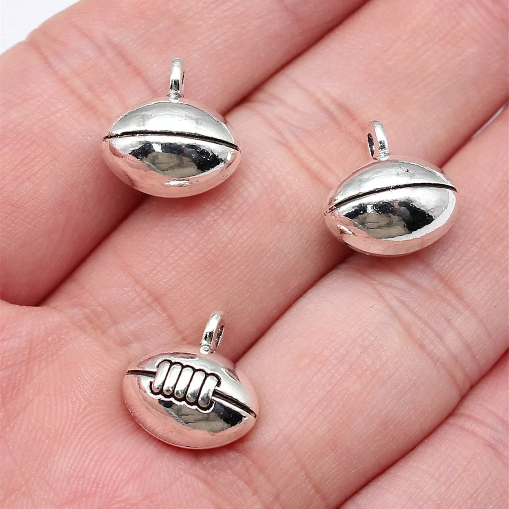 13x13x9mm 3.6g Antique Silver Zinc Alloy American Football Charm Pendant for DIY Necklace Bracelet