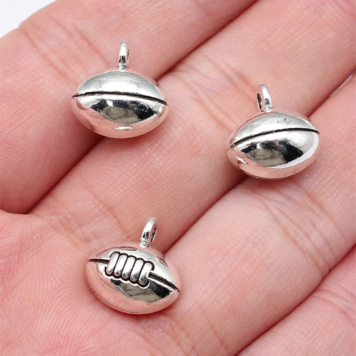 13x13x9mm 3.6g Antique Silver Zinc Alloy American Football Charm Pendant for DIY Necklace Bracelet