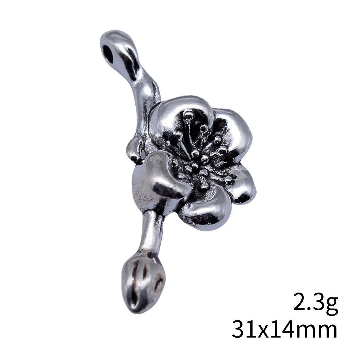 31x14mm 2.3g Antique Silver Zinc Alloy Plum Blossom Branch Charm Pendant for DIY Necklace Jewelry