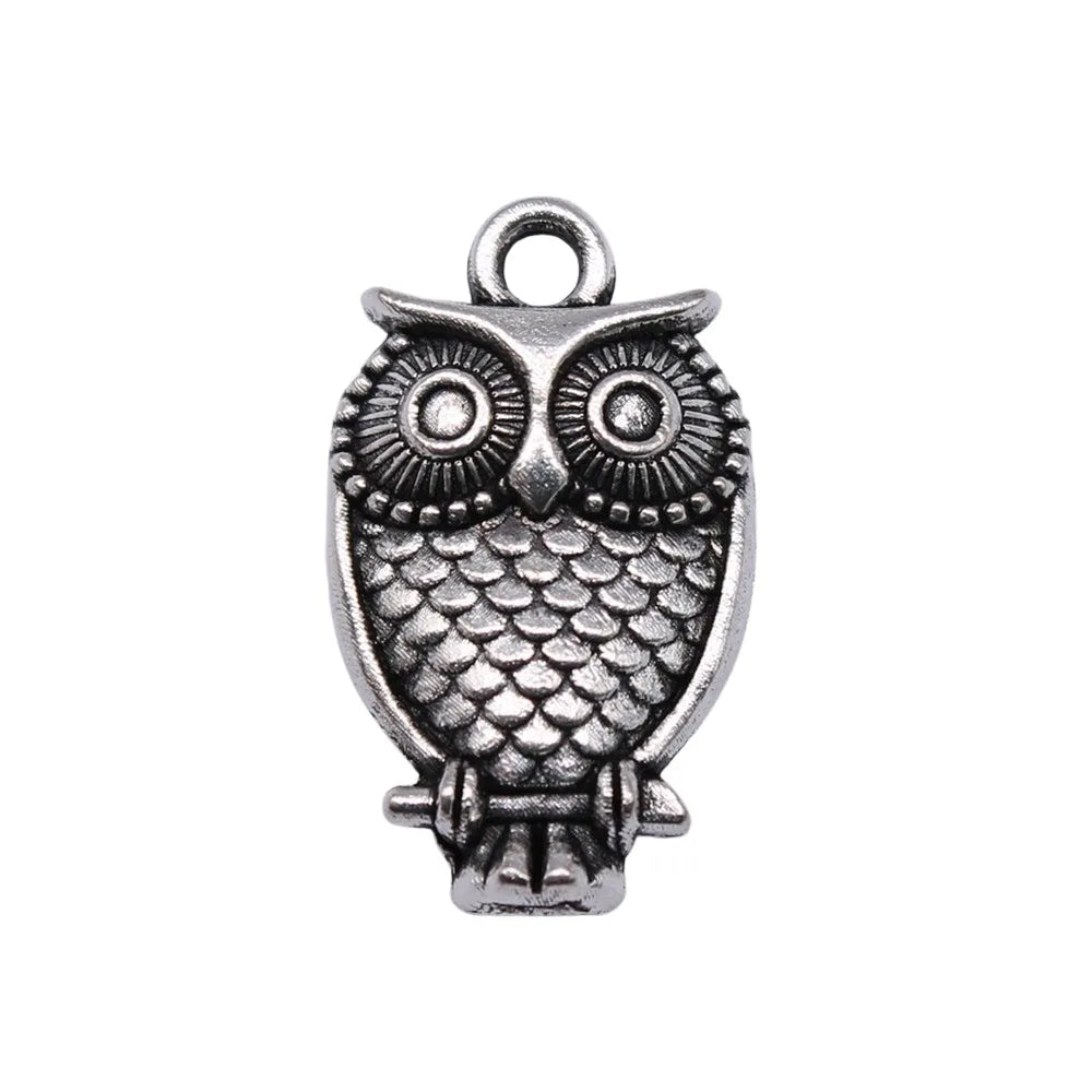 19x11mm 1g Antique Silver Zinc Alloy Owl Cat Charm Pendant for DIY Necklace Bracelet Jewelry Making