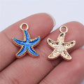 18x15mm 1.2g Multicolor Zinc Alloy Starfish Charm Pendant for DIY Jewelry and Clothing Accessories