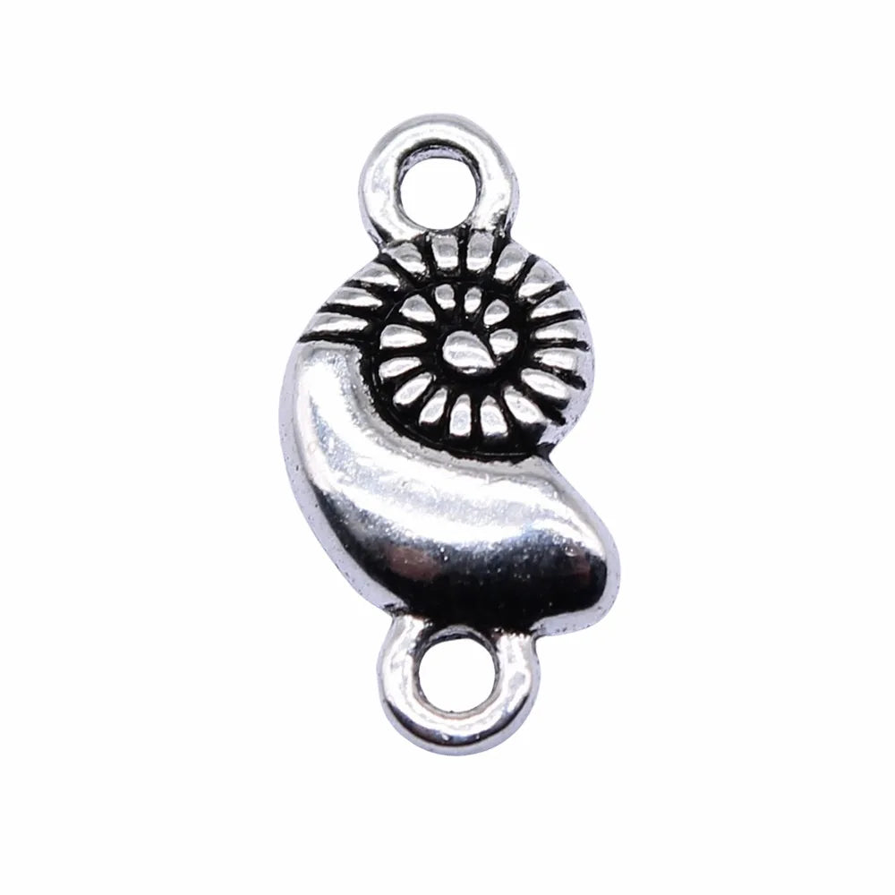 16x7mm 0.6g Antique Silver Zinc Alloy Conch Shell Connector Charm for DIY Bracelet Necklace Making