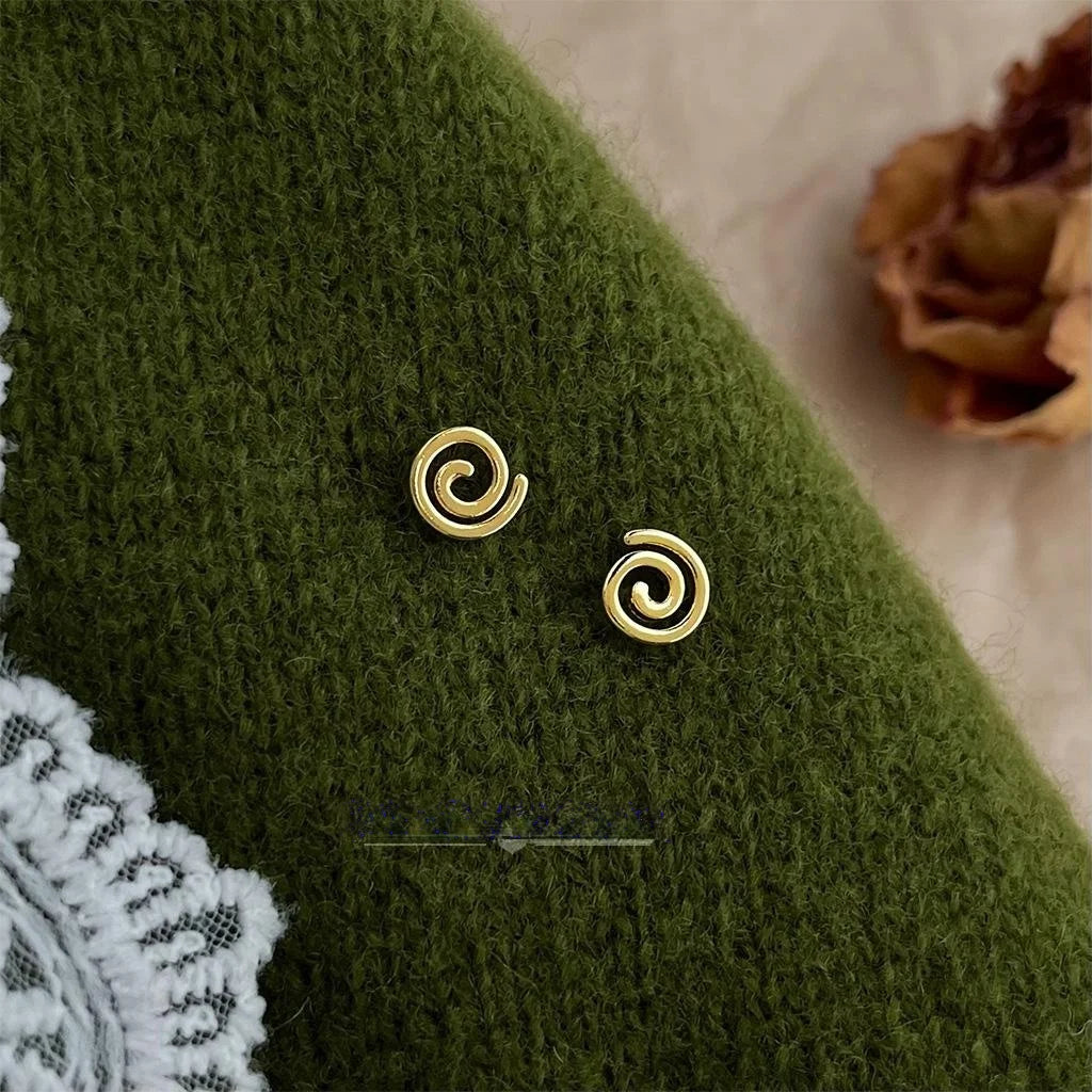 Mini Lollipop Symbol Stud Earrings Eco-Friendly Copper Geometric Circle Line Old Money Style