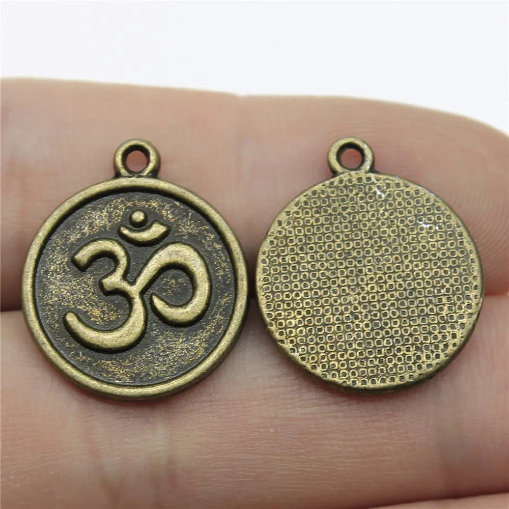 18mm 2.3g Multicolor Zinc Alloy OM Charm Pendant for DIY Necklace Bracelet Jewelry Making