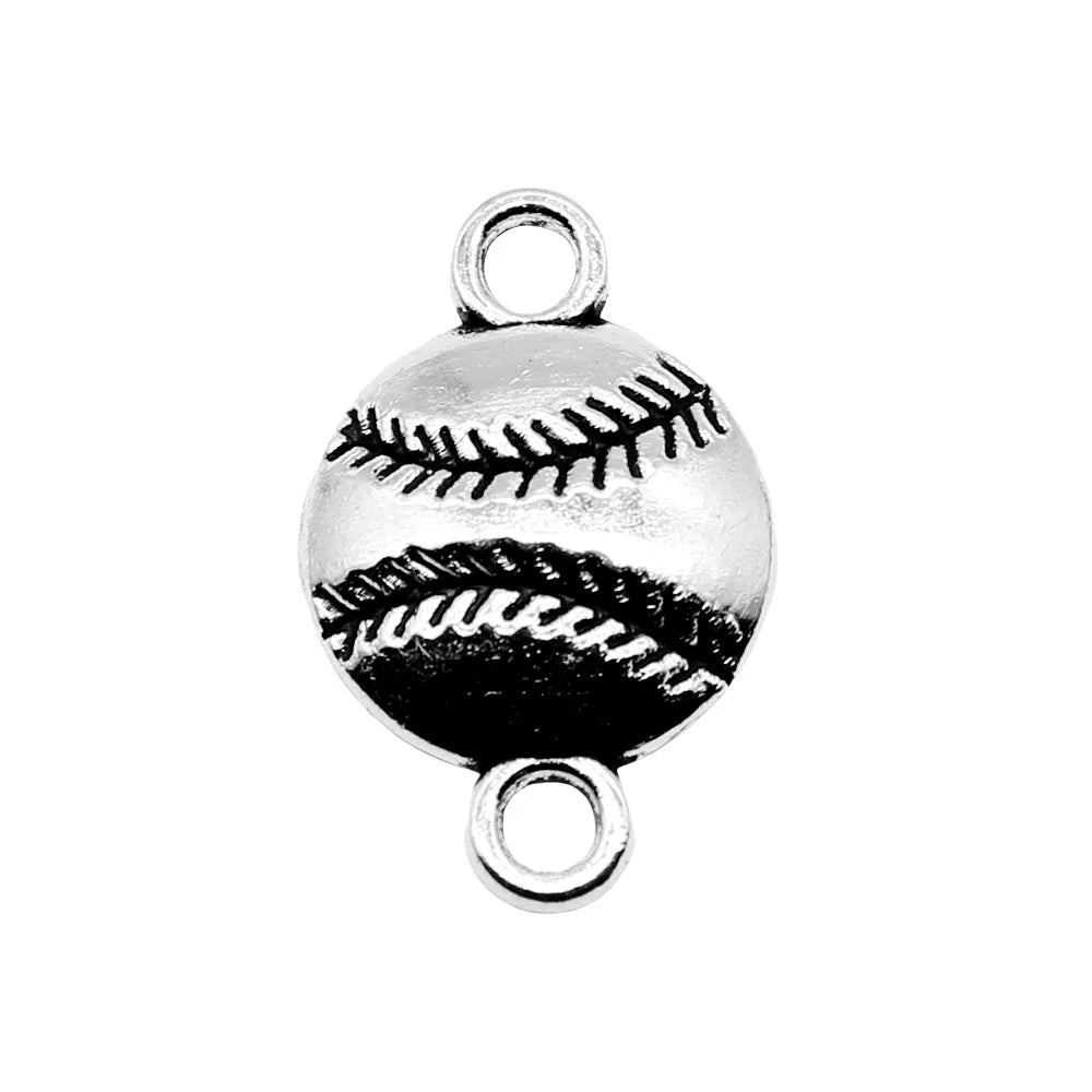 14x22mm 0.9g Antique Silver Zinc Alloy Baseball Connector Charm for DIY Bracelet Necklace Making