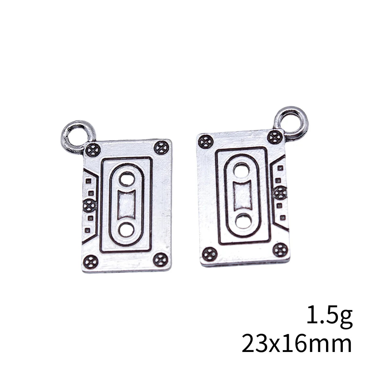 23x16mm 1.5g Antique Silver Zinc Alloy Cassette Tape Charm Pendant for DIY Necklace Bracelet Jewelry