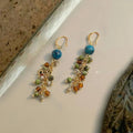 Vintage Ethnic Natural Stone Glass Geometric Tassel Drop Earrings Handmade Designer Jewelry