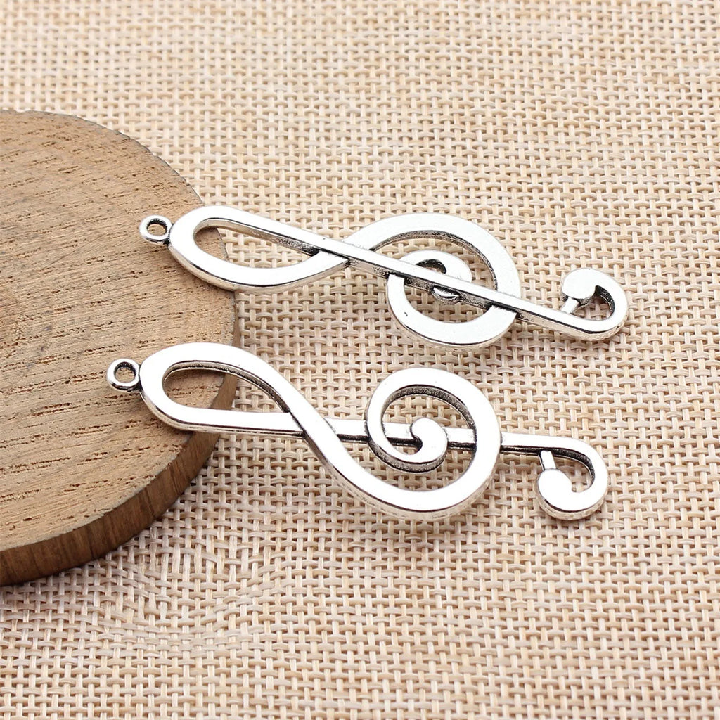 61x20mm 5.9g Antique Silver Zinc Alloy Music Note Charm Pendant for DIY Necklace Jewelry Making