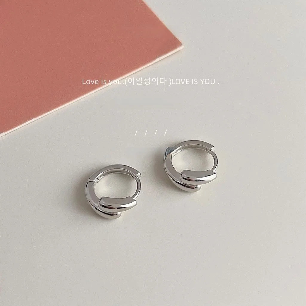 Silver Plated Copper Geometric Round Stud Earrings Minimalist Sweet Cool Daily Jewelry
