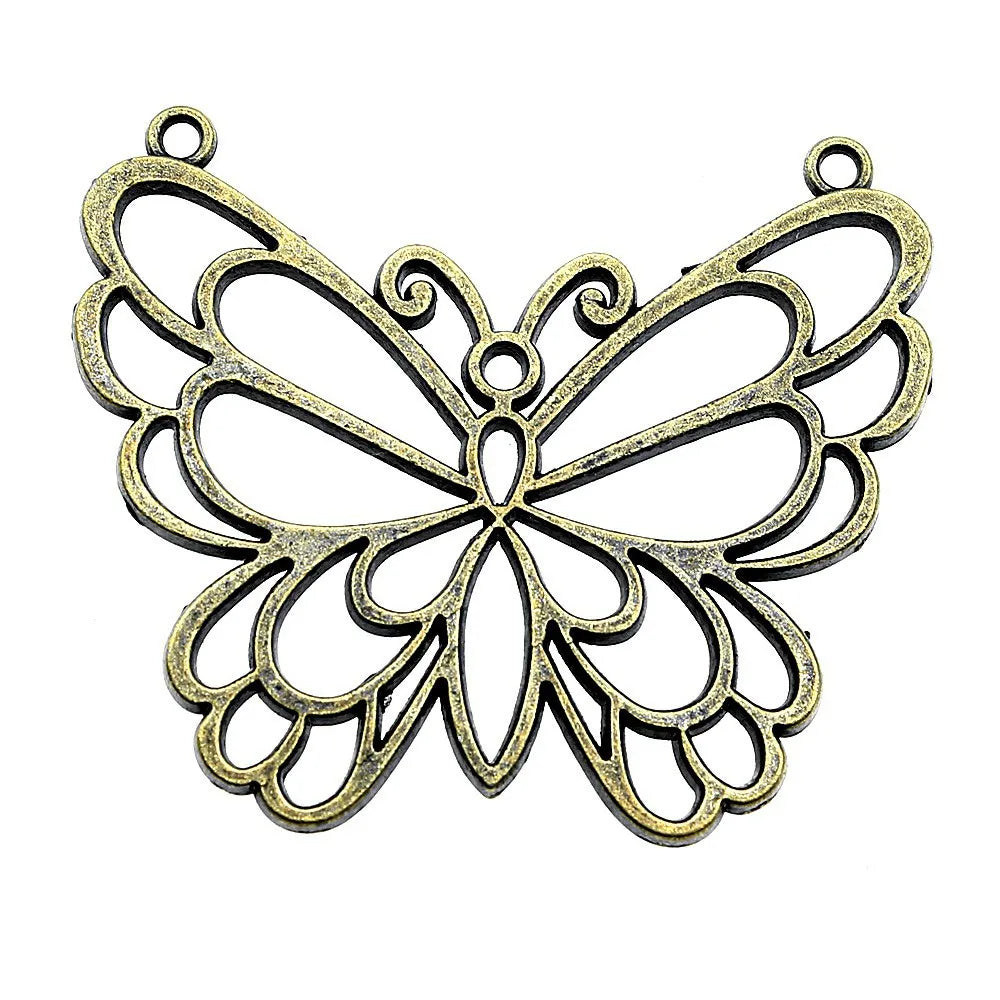 58x50mm 11.8g Multicolor Zinc Alloy Butterfly Connector Charm Pendant for DIY Necklace Bracelet Making