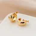 Vintage Gold Alloy Ribbed Hoop Huggie Stud & Clip On No Piercing Minimalist Ear Cuff Earrings