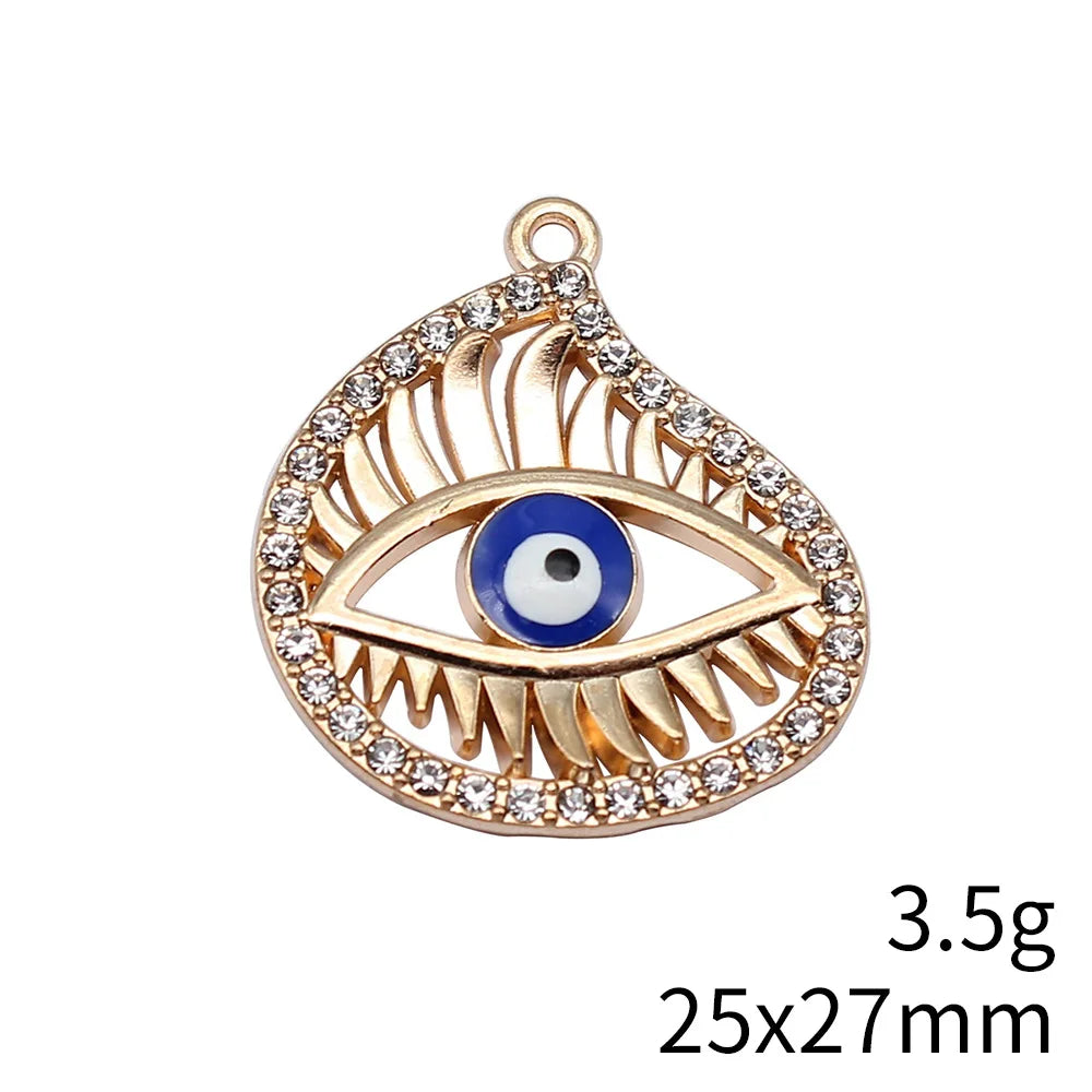 25x27mm 3.5g KC Gold Zinc Alloy Evil Eye Charm Pendant for DIY Necklace Bracelet Jewelry Making