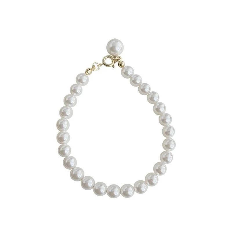 High Gloss Glass Pearl Steel Wire Bracelet French Light Luxury Geometric Fashion Jewelry