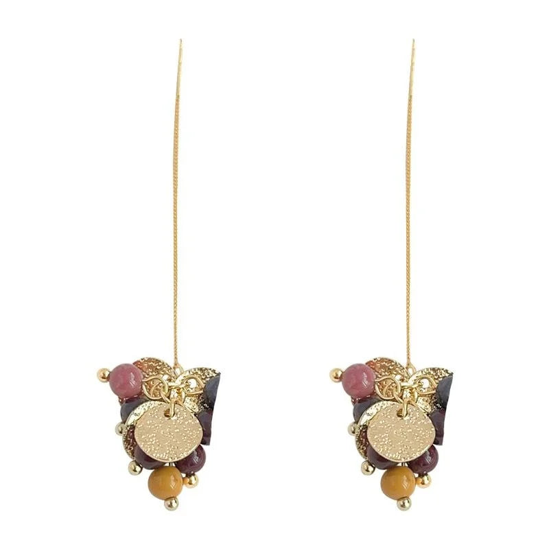 Original Design Handmade 14K Gold Plated Copper Leaf Drop Earrings Vintage Palace Style