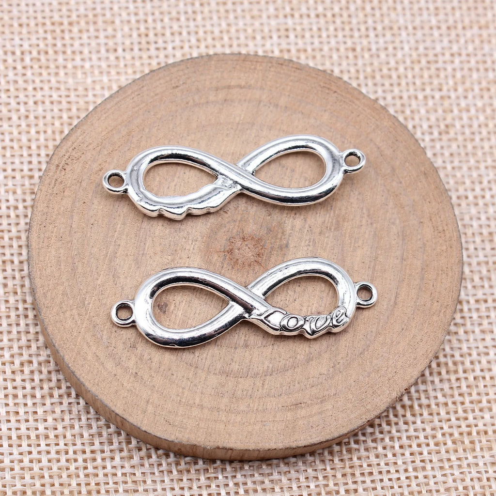 40x13mm 2.9g Antique Silver Zinc Alloy LOVE Infinity Symbol Connector Charm for DIY Bracelet Making
