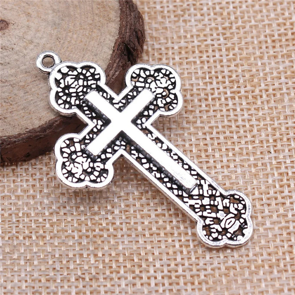 54x33mm 5.6g Multicolor Zinc Alloy Cross Charm Pendant for DIY Necklace Bracelet Jewelry Making