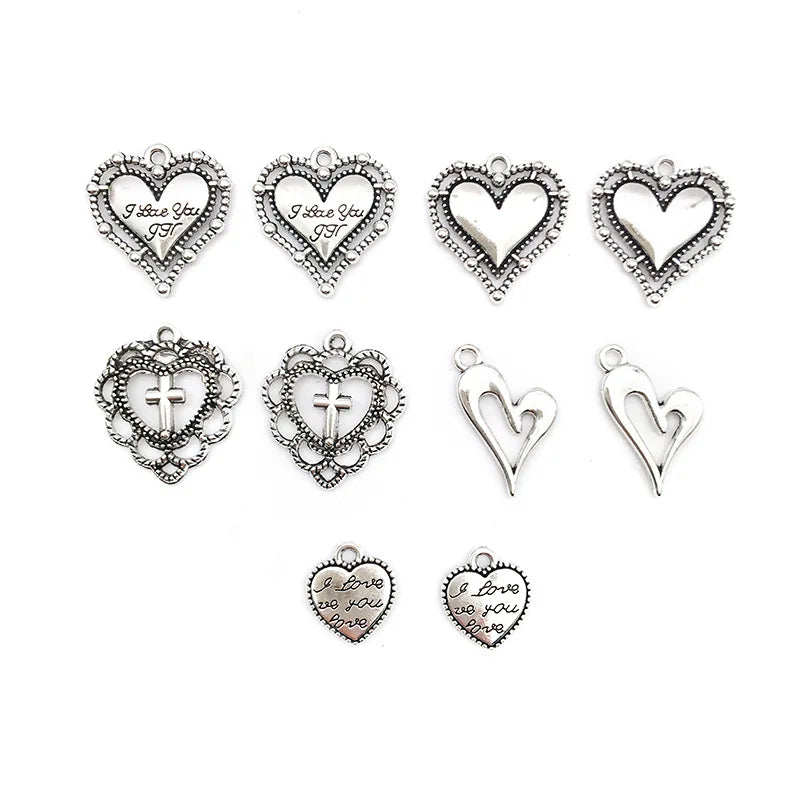Antique Silver Zinc Alloy Heart Bead for DIY Beaded Necklace Bracelet Jewelry